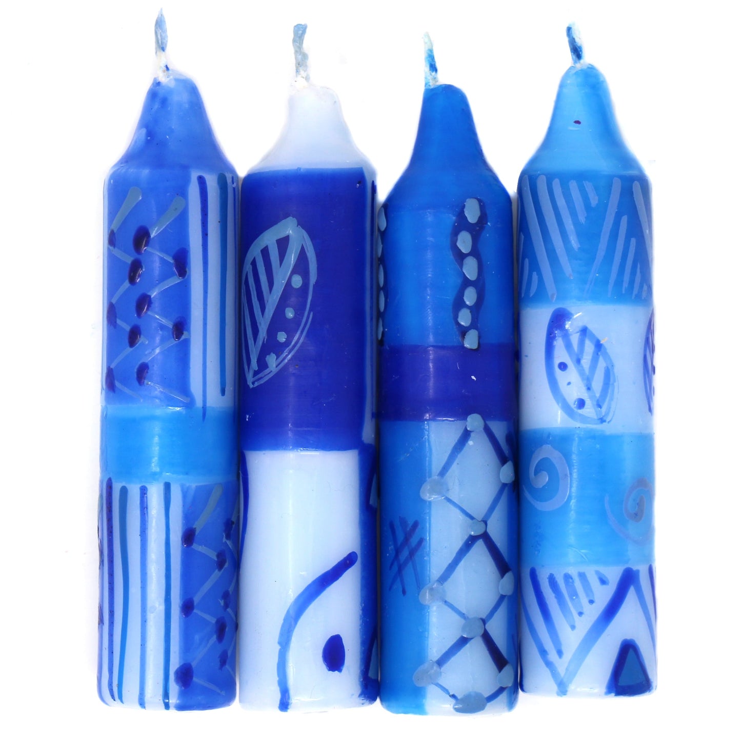 Hand-Painted 4" Dinner or Shabbat Candles, Set of 4 (Feruzi Design)