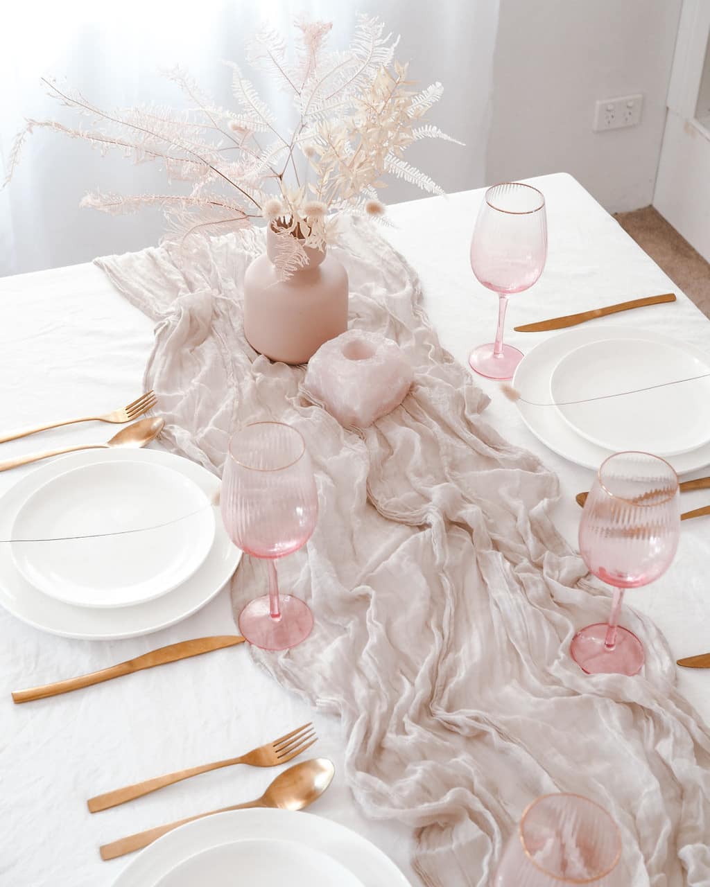 Cheesecloth Table Setting- Gauze Table Runner