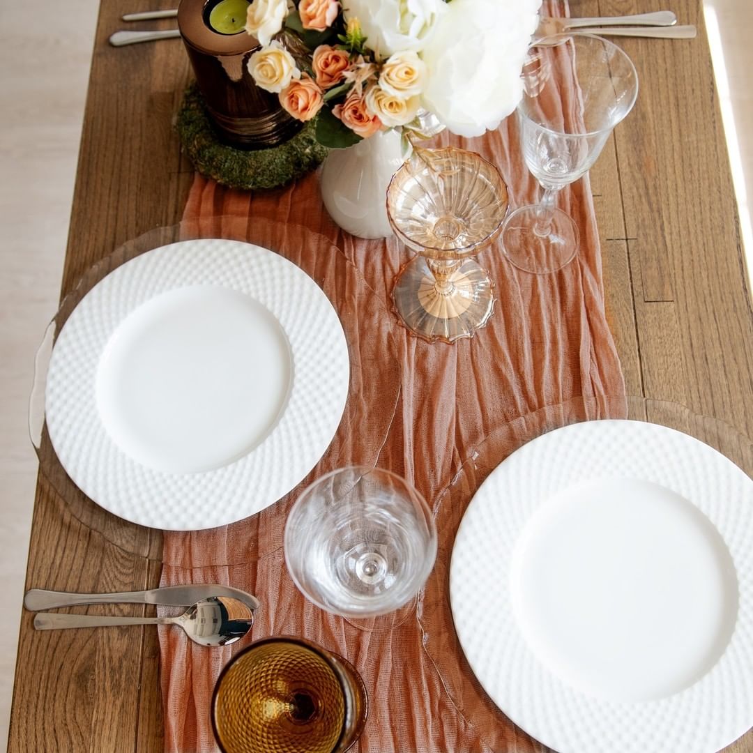 Cheesecloth Table Setting- Gauze Table Runner