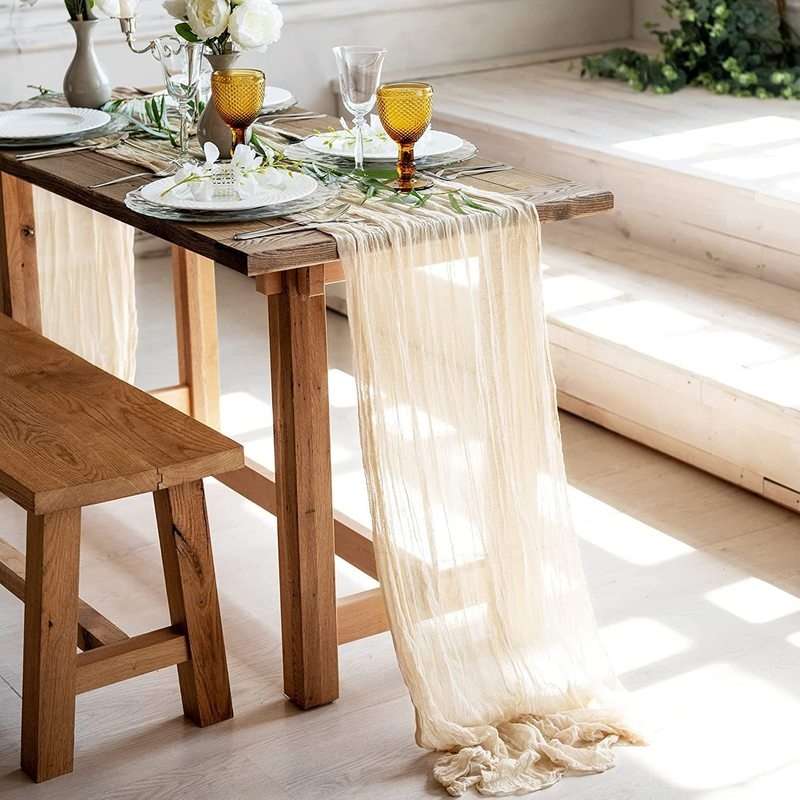 Cheesecloth Table Setting- Gauze Table Runner