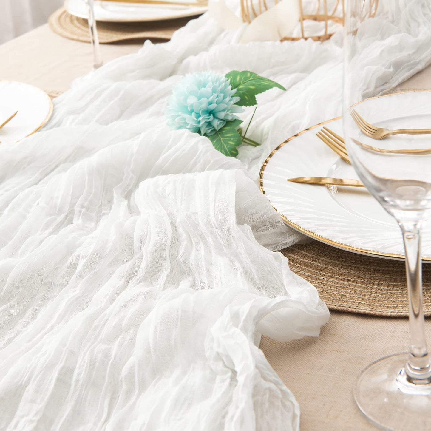 Cheesecloth Table Setting- Gauze Table Runner