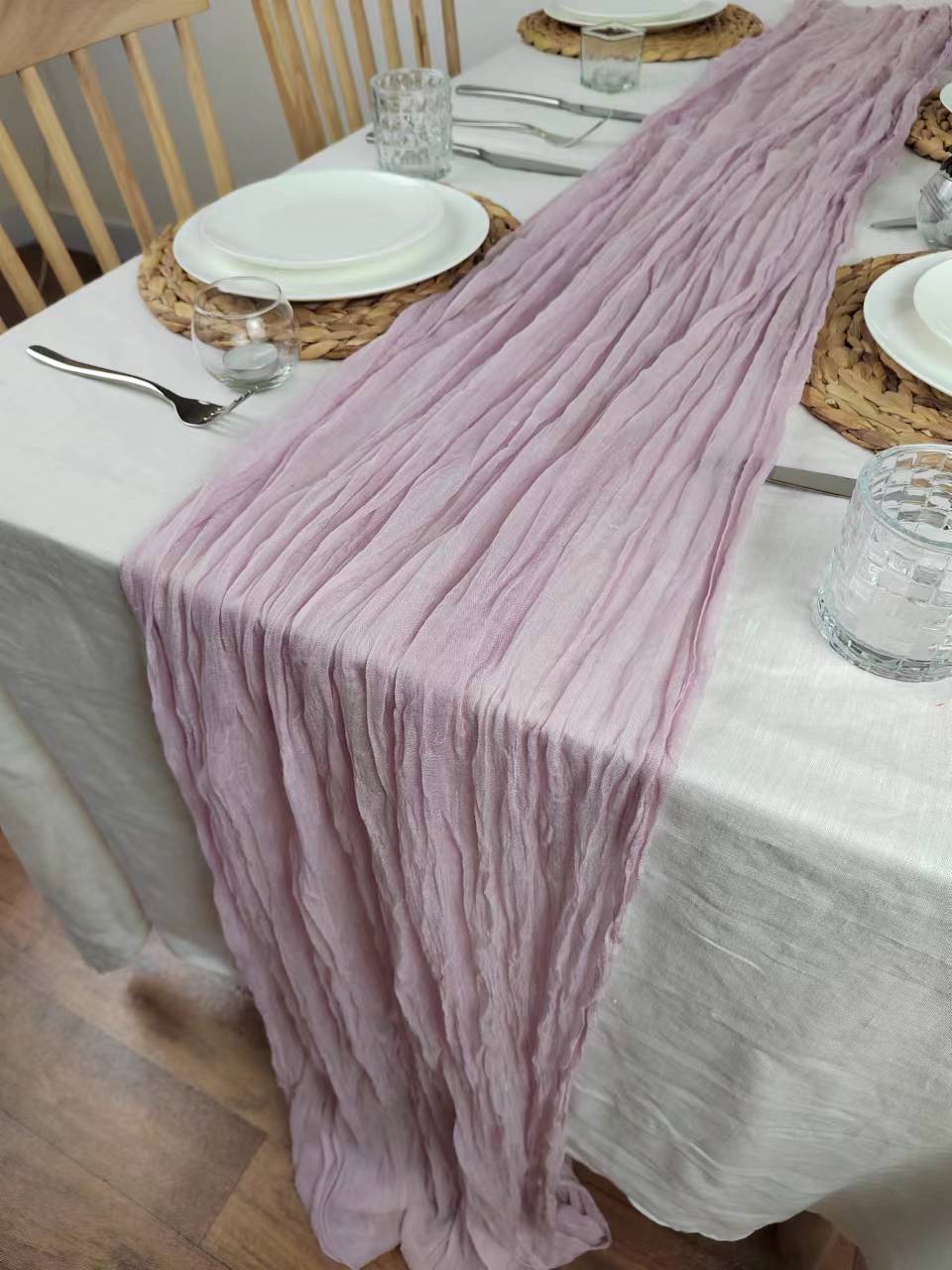 Cheesecloth Table Setting- Gauze Table Runner