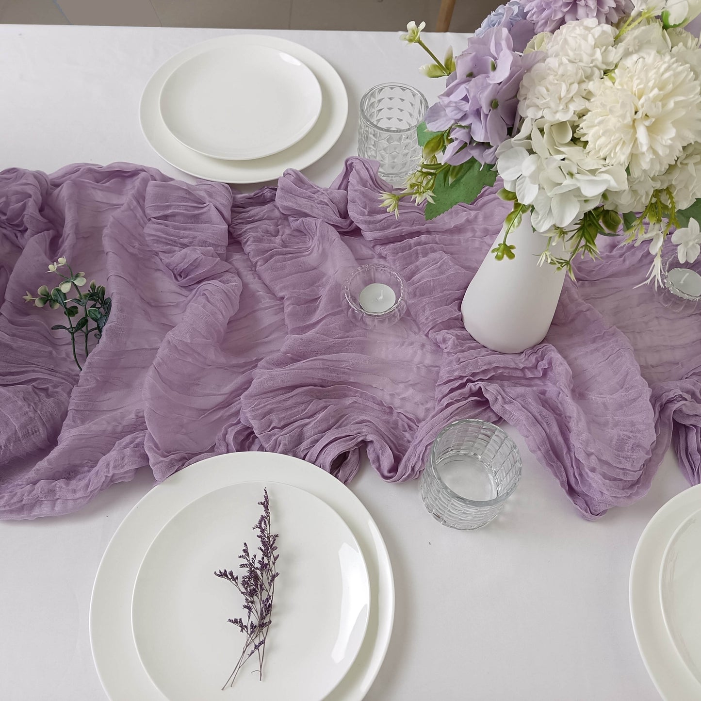 Cheesecloth Table Setting- Gauze Table Runner