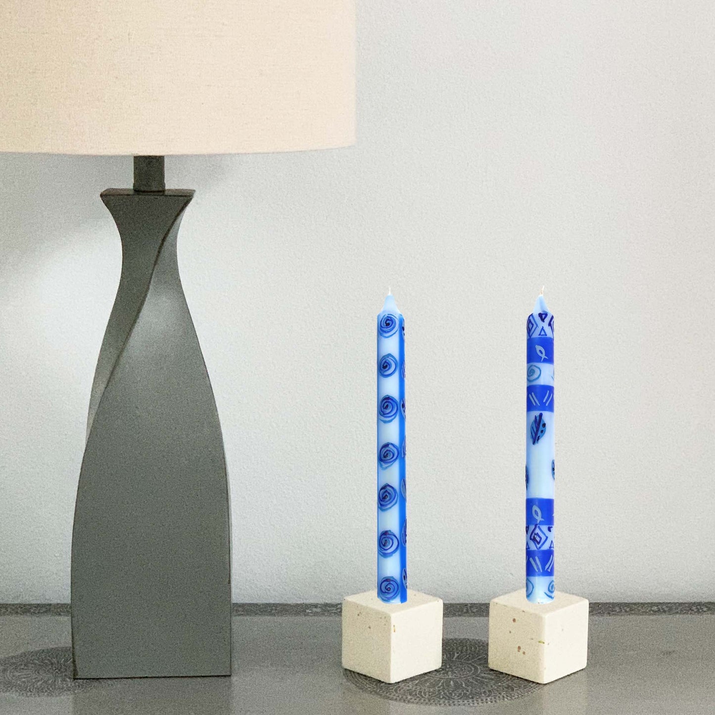 Tall Hand Painted Candles - Pair -Feruzi Design - Nobunto